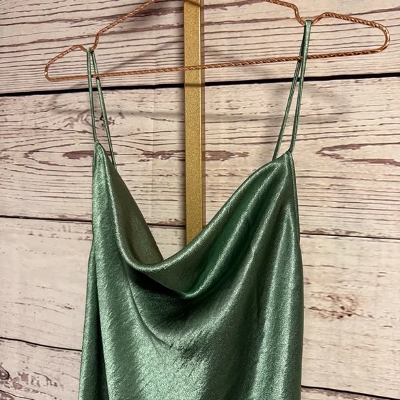 Meadow Satin Mini Dress - Green - Picture 4 of 11